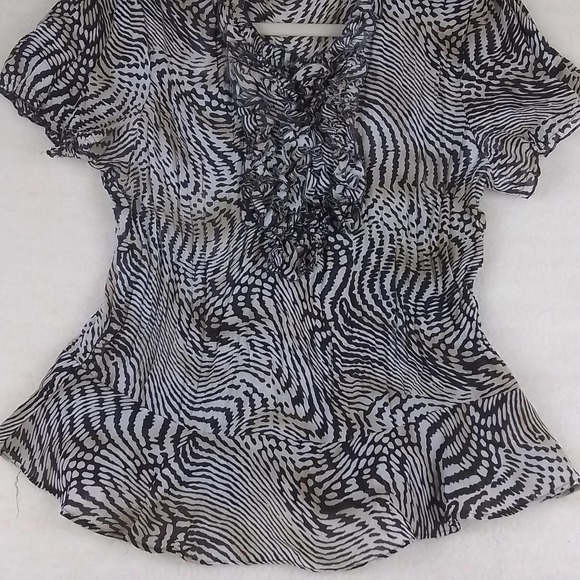 Allison Taylor Semi Sheer Blouse Size Large in Animal Print - Picture 3 of 10